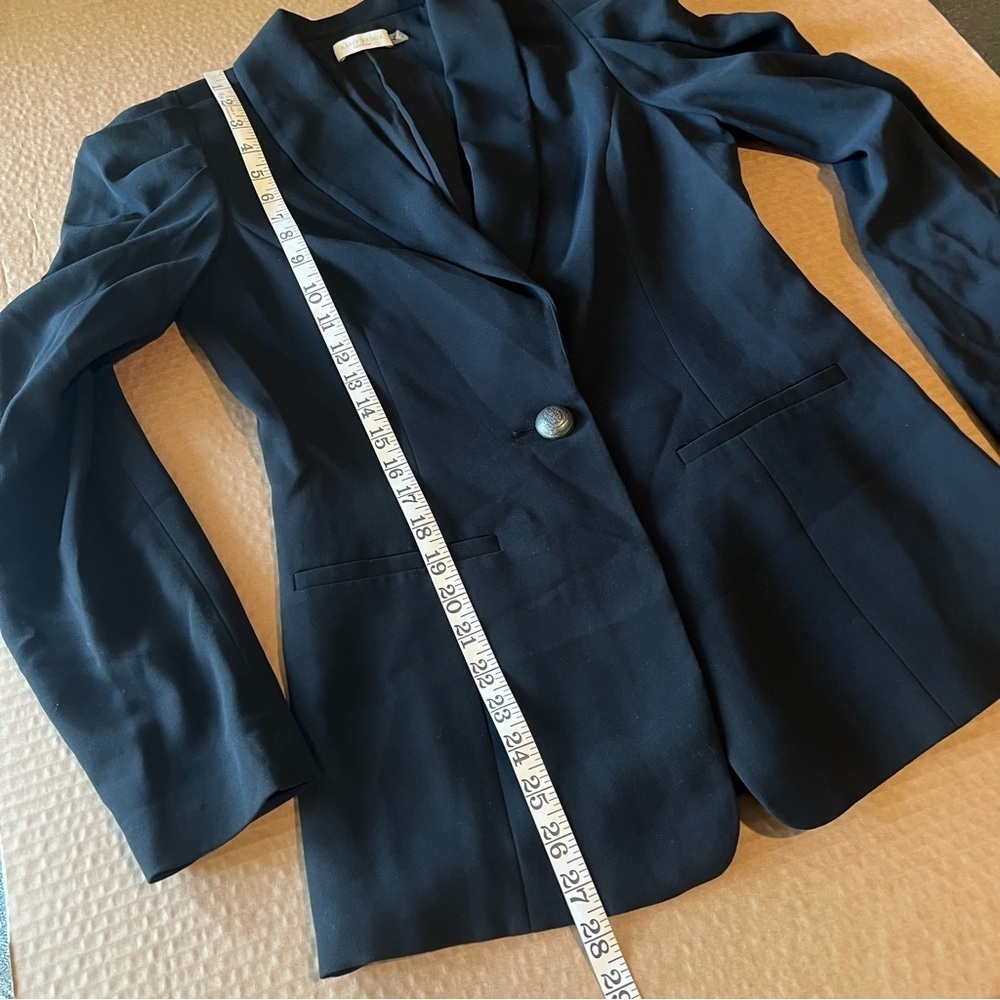 Ramy Brook Albie Jacket, black, dramatic shoulder detail, button closure, sz 0 - Picture 9 of 15